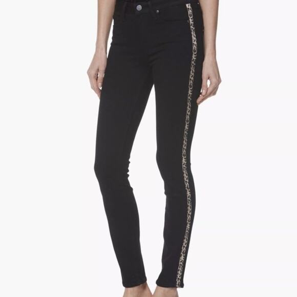 PAIGE Denim - Paige Hoxton Ankle Wild Black  with Leopard Tuxedo Stripe 26